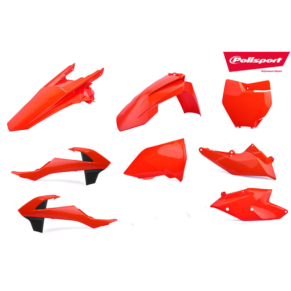 Polisport 75-908-24 Plastics MX Kit (Inc. Fork Guard Protectors) Fluro Orange for KTM SX/SX-F/XC/XC-F 16-18