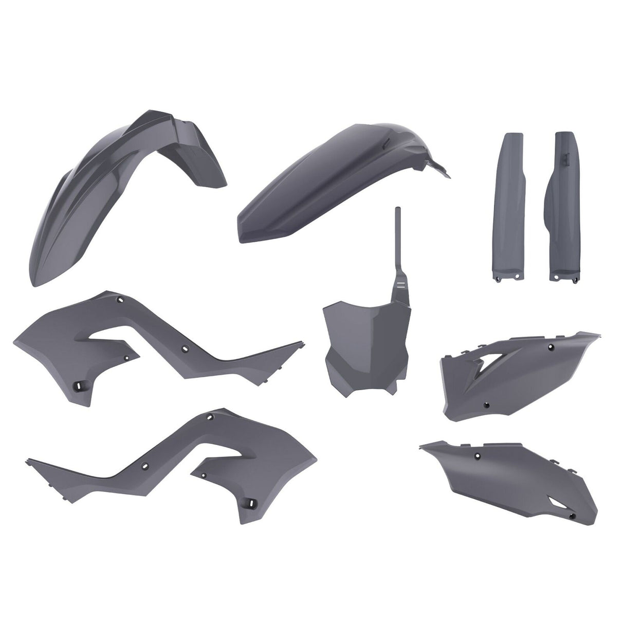 Polisport 75-909-35 Restyle Plastics MX Kit (Inc. Fork Guard Protectors) Nardo Grey for Kawasaki KX125/250 03-08