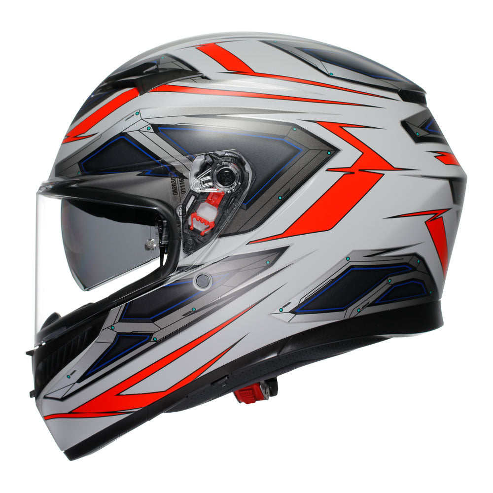 AGV K3 Space White/Fluro Red Helmet