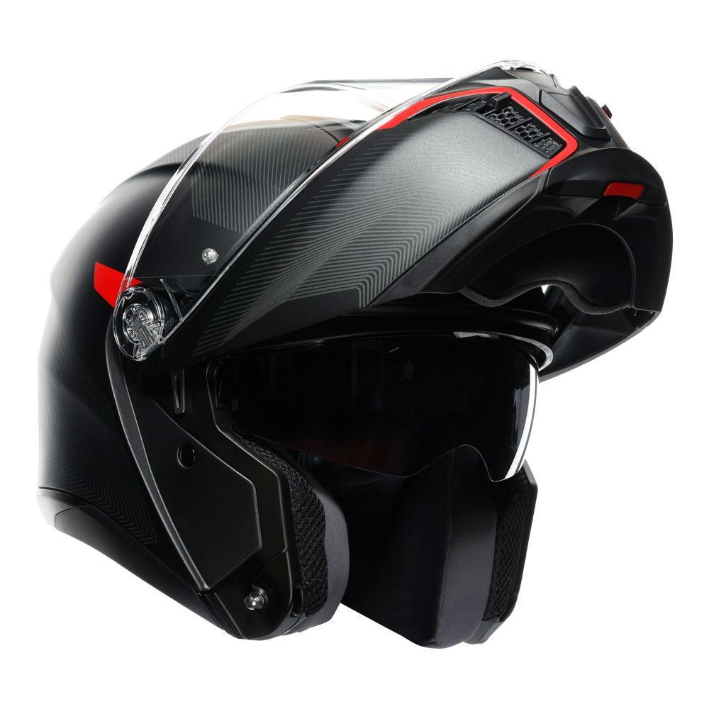 AGV Tourmodular Frequency Matte Gunmetal/Red Helmet