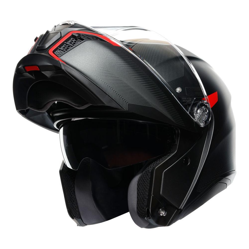 AGV Tourmodular Frequency Matte Gunmetal/Red Helmet