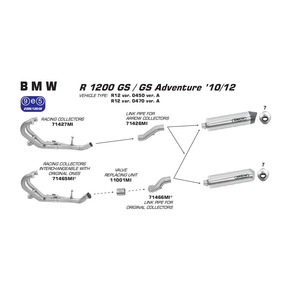 Arrow 11001MI Valve Replacement Unit for BMW R 1200 GS/R 1200 GS Adventure 10-12/R Nine T 14-19/R Nine T Scrambler 16-20