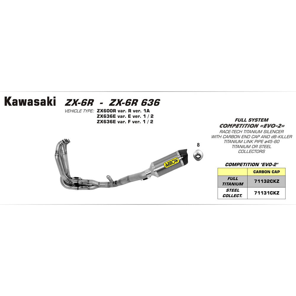 Arrow 71395MI Link Pipe for X-Kone Muffler for Kawasaki ZX-6R 09-16/ZX-6R 636 13-16