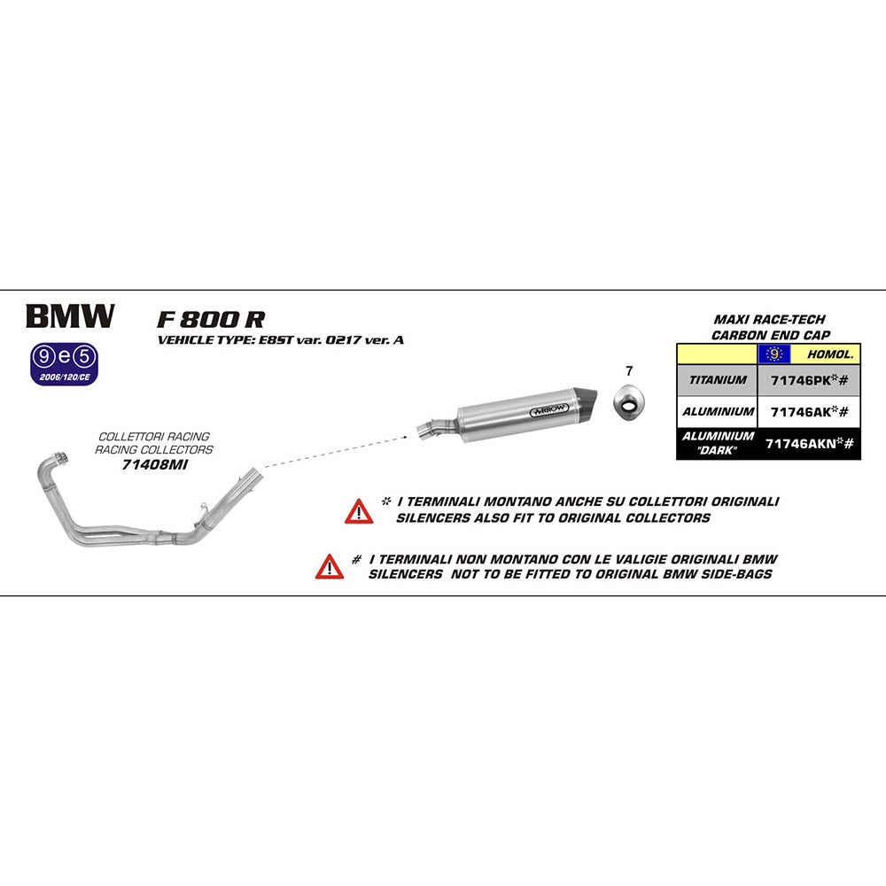 Arrow 71408MI Racing Collector Pipe for BMW F 800 R 09-16