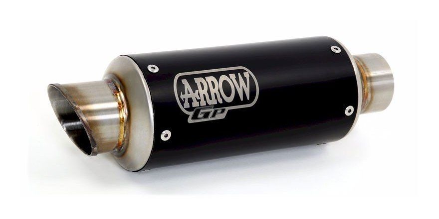 Arrow 71541GPI GP2 Dark Nichrom Slip-On Muffler w/Steel End Cap & Stainless Steel Link Pipe for Kawasaki Ninja 400 18-20/Z 400 19-20