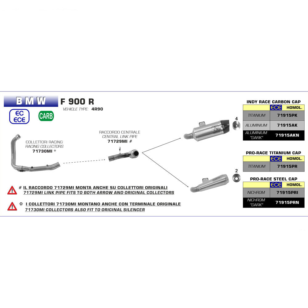 Arrow 71729MI Central Link Pipe for BMW F 900 R/F 900 XR 20-24