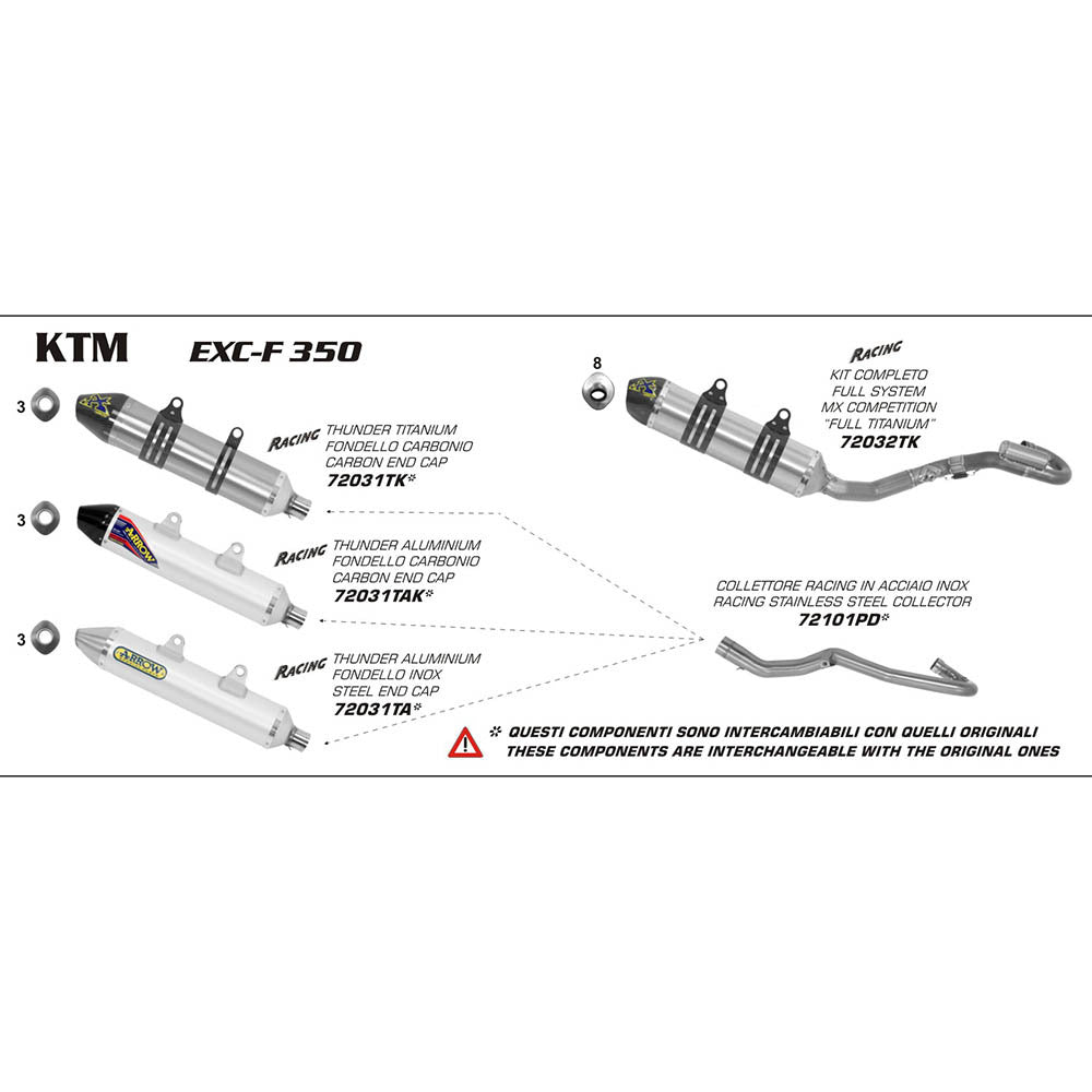 Arrow 72101PD Stainless Steel Racing Collectors for KTM EXC-F 350 2012