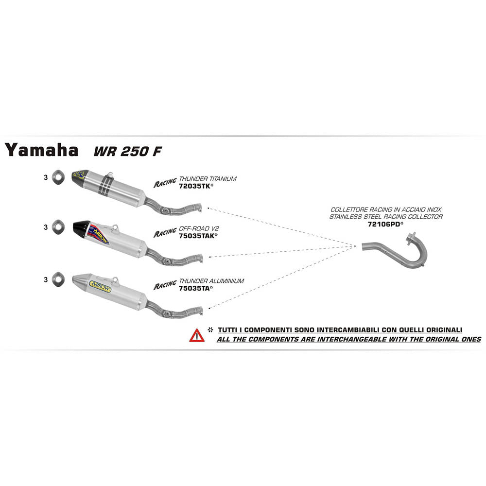 Arrow 72106PD Stainless Steel Racing Collector Pipe for Yamaha WR 250 F 12-13