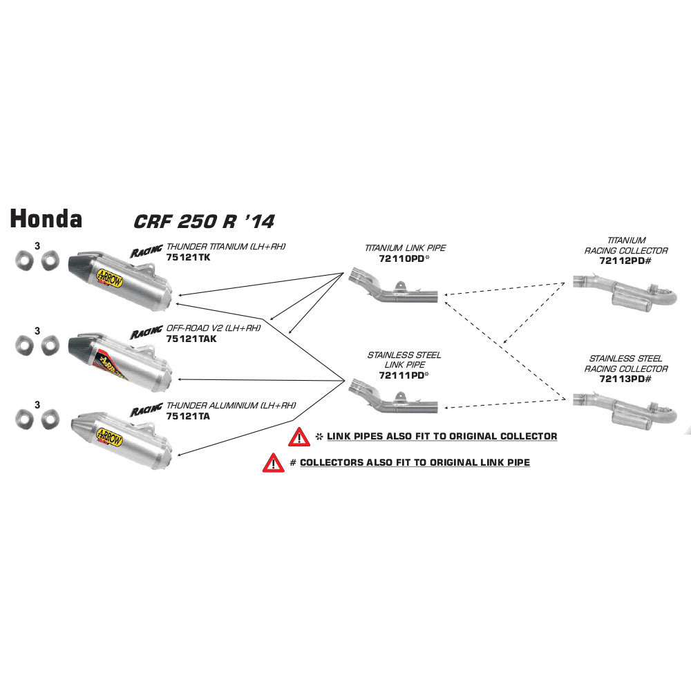 Arrow 72113PD Stainless Steel Collector Pipe for Honda CRF 250 R 14-17