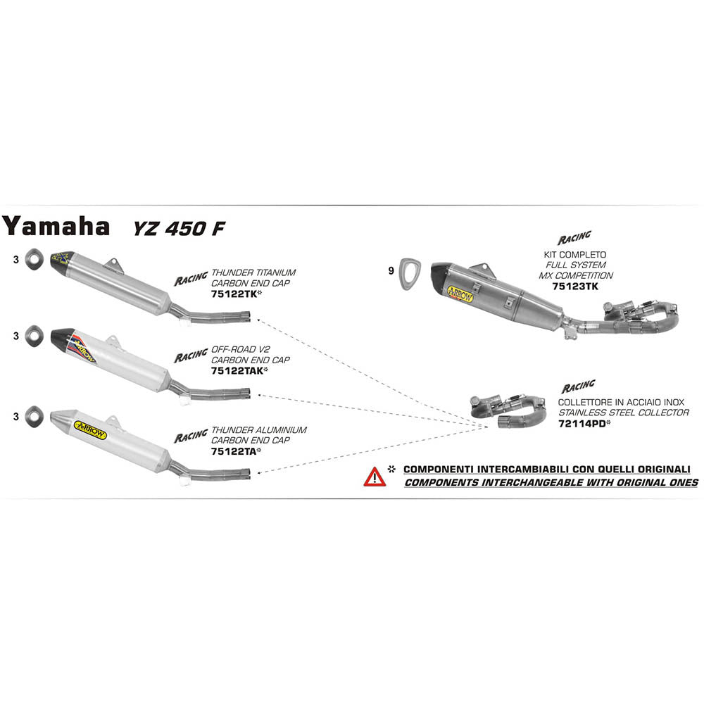 Arrow 72114PD Stainless Steel Collector Pipe for Yamaha YZ 450 F 14-17