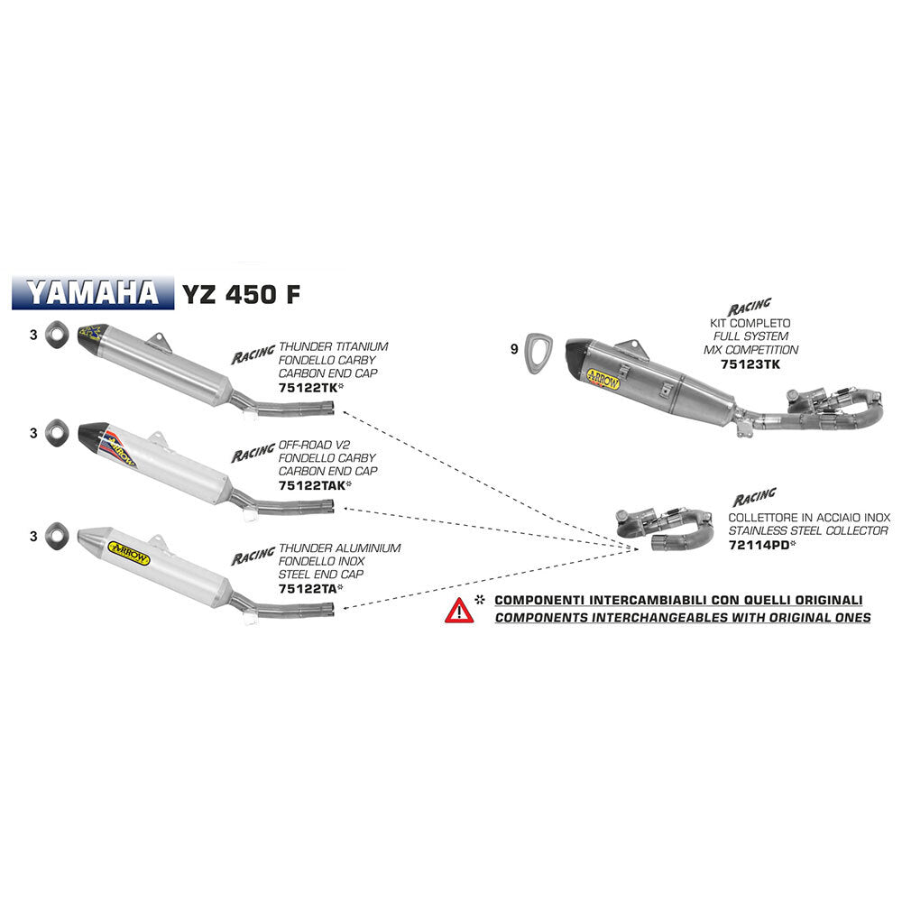 Arrow 72114PD Stainless Steel Collector Pipe for Yamaha YZ 450 F 14-17