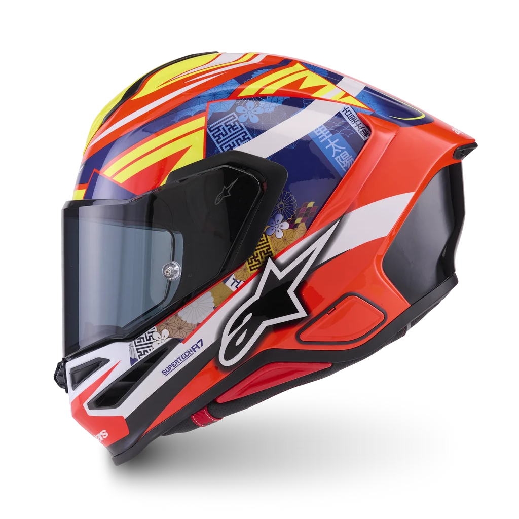 Alpinestars S-R7 Taiyo Furusato Limited Edition Red/White/Blue/Fluro Yellow Helmet