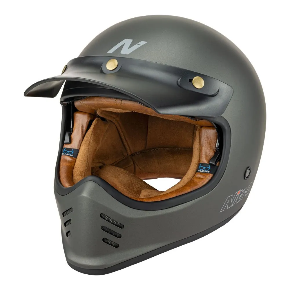 Nitro MX502 Retro Satin Graphite Helmet