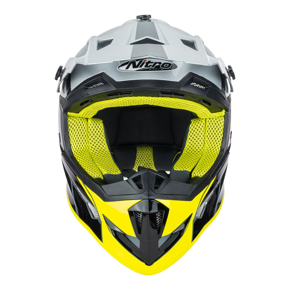 Nitro MX700 Recoil Gunmetal/Black/Silver/Fluro Yellow Helmet - EasyR