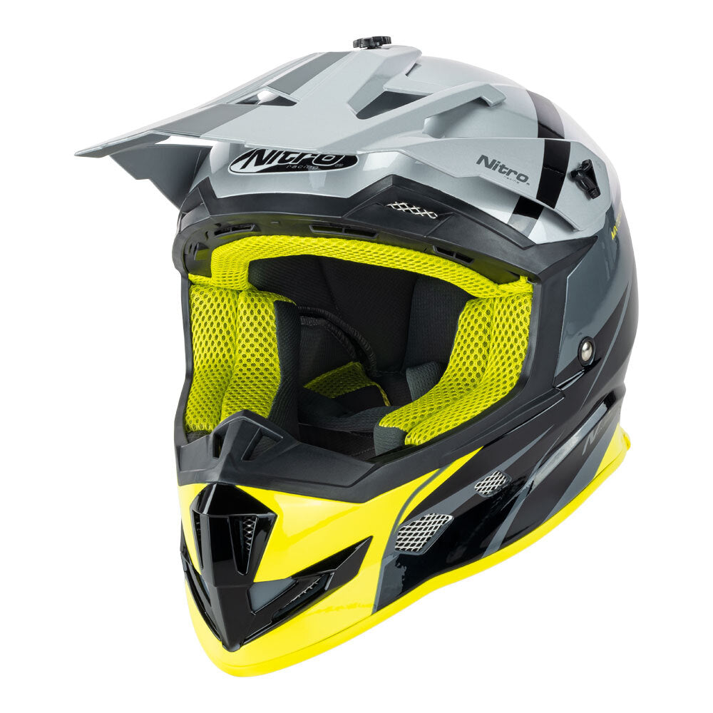 Nitro MX700 Recoil Gunmetal/Black/Silver/Fluro Yellow Helmet - EasyR