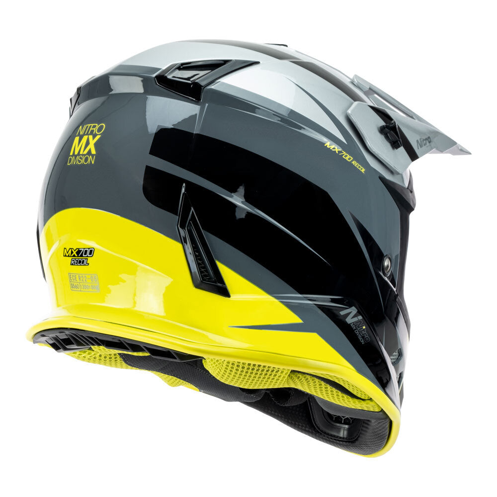 Nitro MX700 Recoil Gunmetal/Black/Silver/Fluro Yellow Helmet