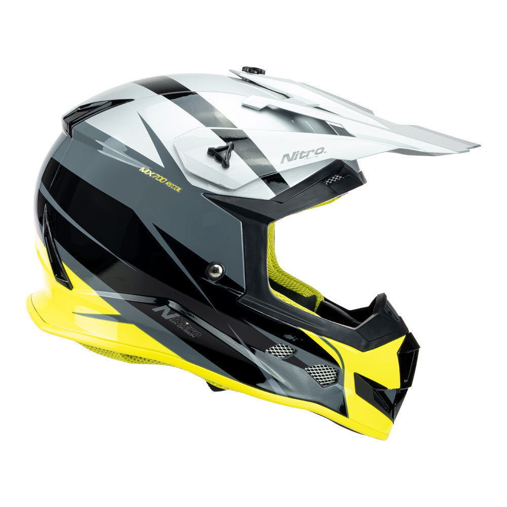 Nitro MX700 Recoil Gunmetal/Black/Silver/Fluro Yellow Helmet - EasyR