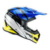 Nitro MX700 Recoil Black/Blue/White/Fluro Yellow Helmet - EasyR