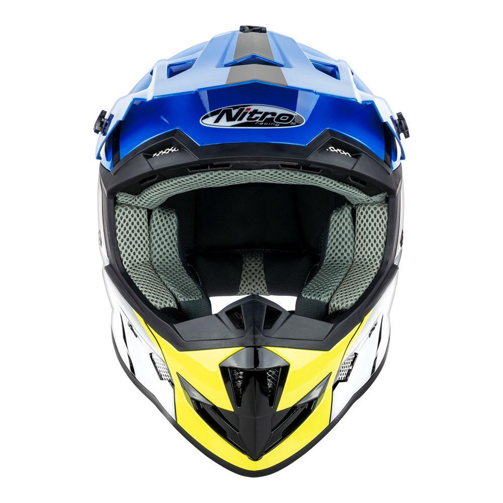 Nitro MX700 Recoil Black/Blue/White/Fluro Yellow Helmet - EasyR