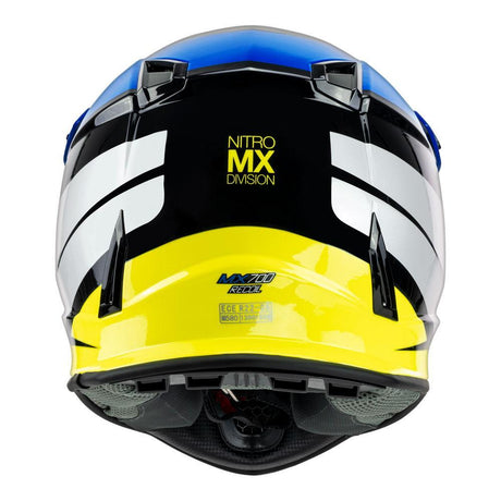 Nitro MX700 Recoil Black/Blue/White/Fluro Yellow Helmet - EasyR