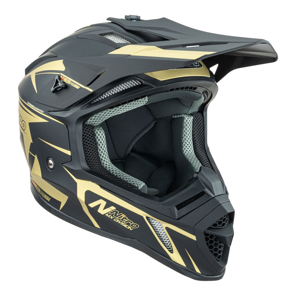 Nitro MX760 Satin Black/Gold Helmet - EasyR