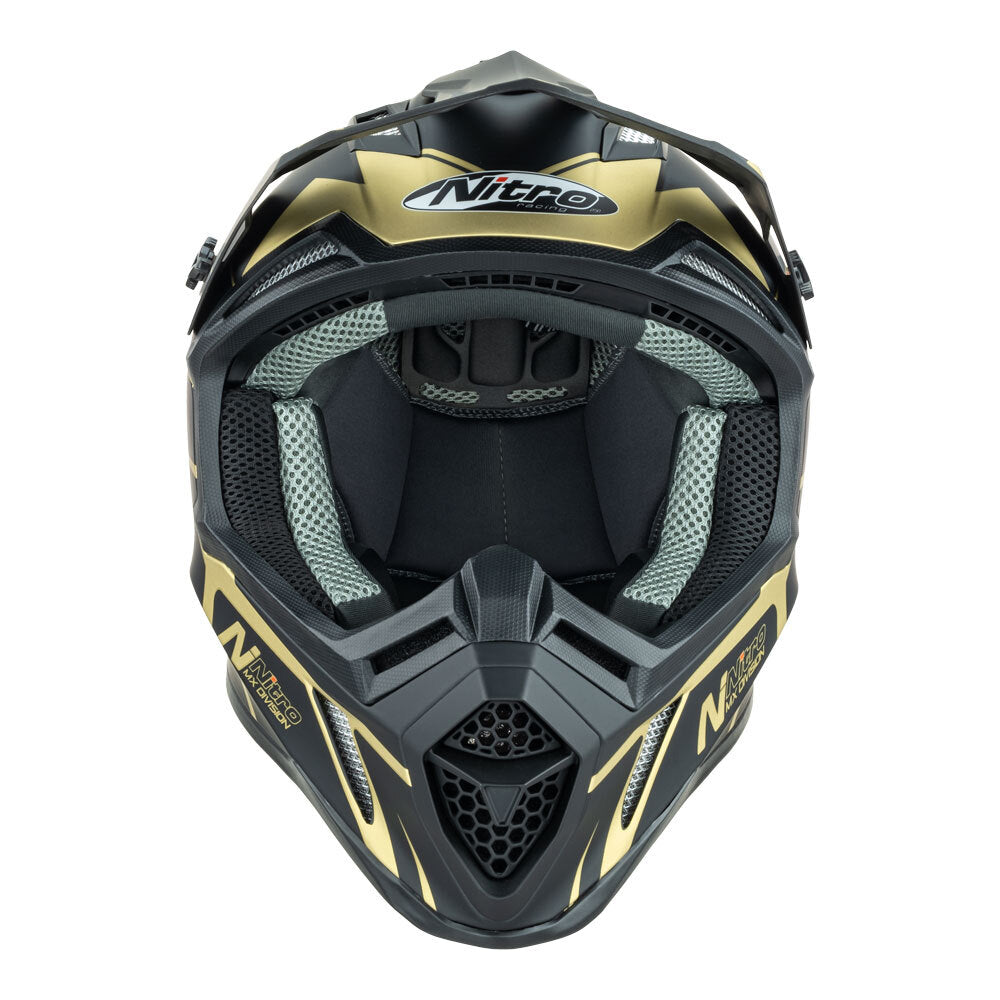 Nitro MX760 Satin Black/Gold Helmet - EasyR