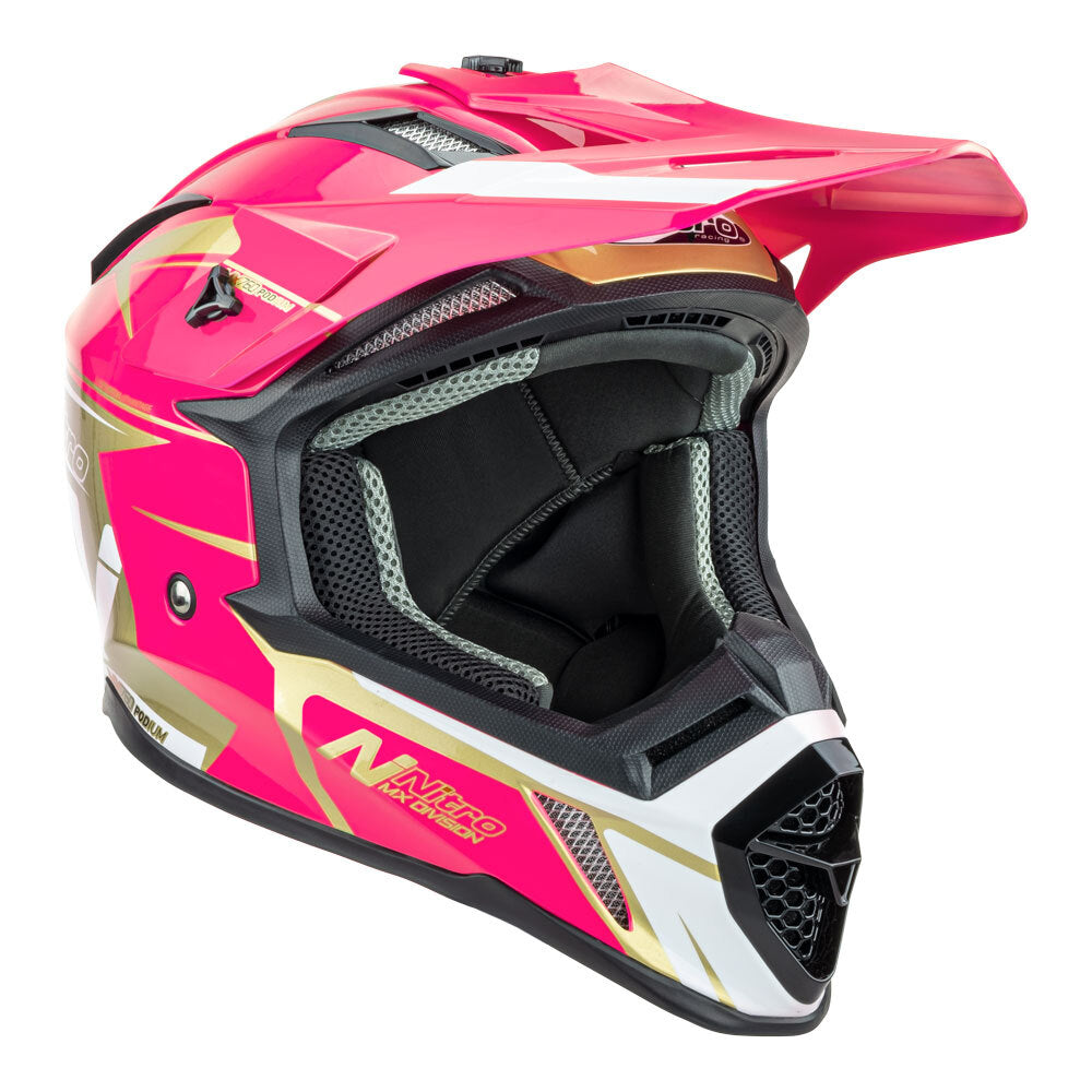 Nitro MX760 Pink/White/Gold Helmet - EasyR