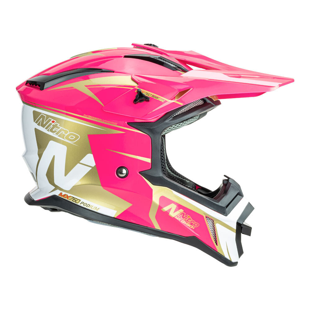 Nitro MX760 Pink/White/Gold Helmet