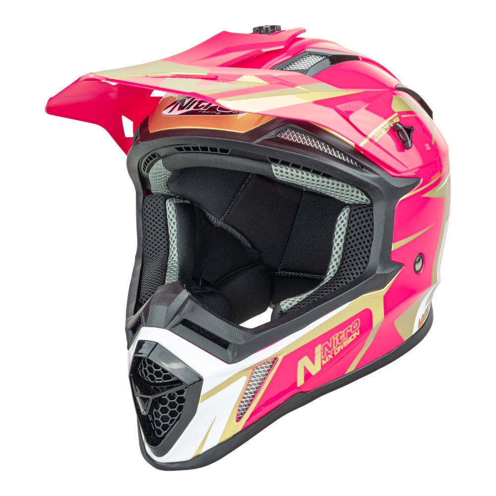 Nitro MX760 Pink/White/Gold Helmet - EasyR