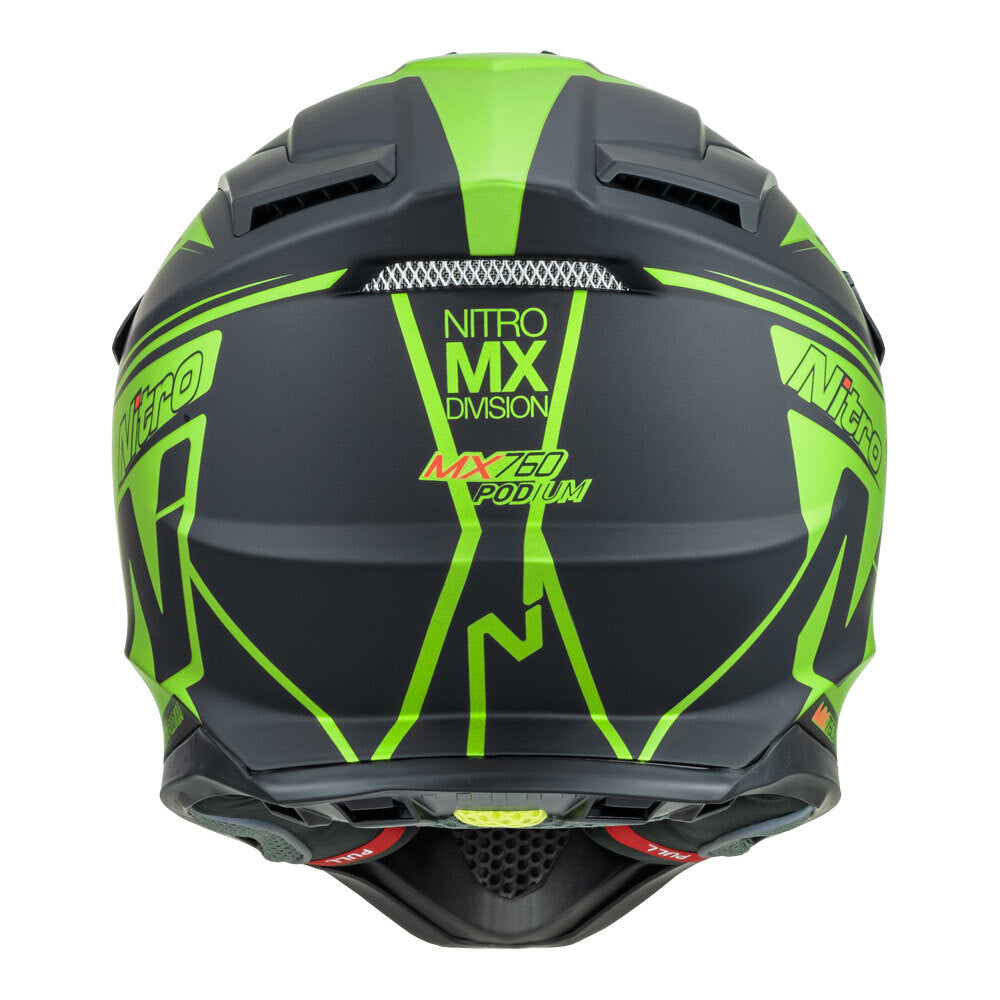 Nitro MX760 Satin Black/Fluro Green Helmet