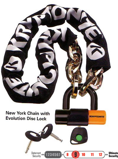 Kryptonite 999515 New York 1210 Chain 12mm x 100cm w/EV 4 Disc Lock