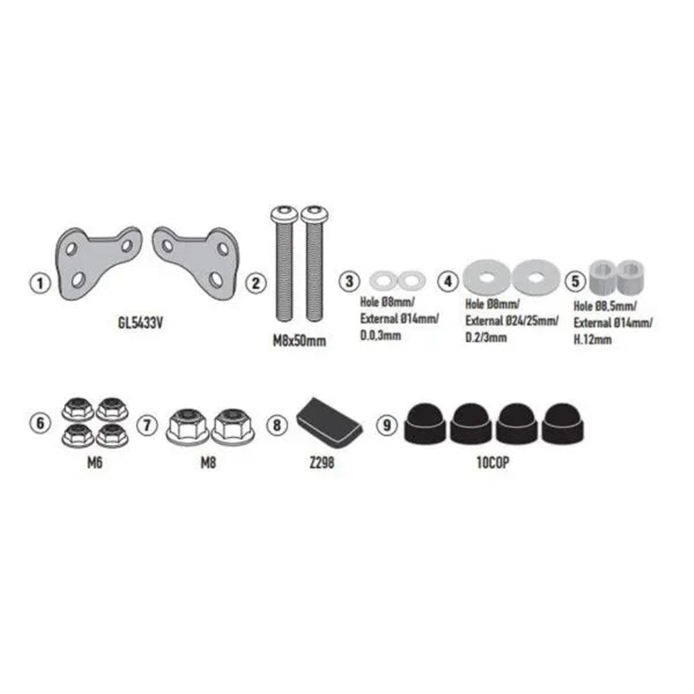 Givi A9056A Windshield Mounting Kit for Royal Enfield HNTR 350 22-24 w/A201 Windshields
