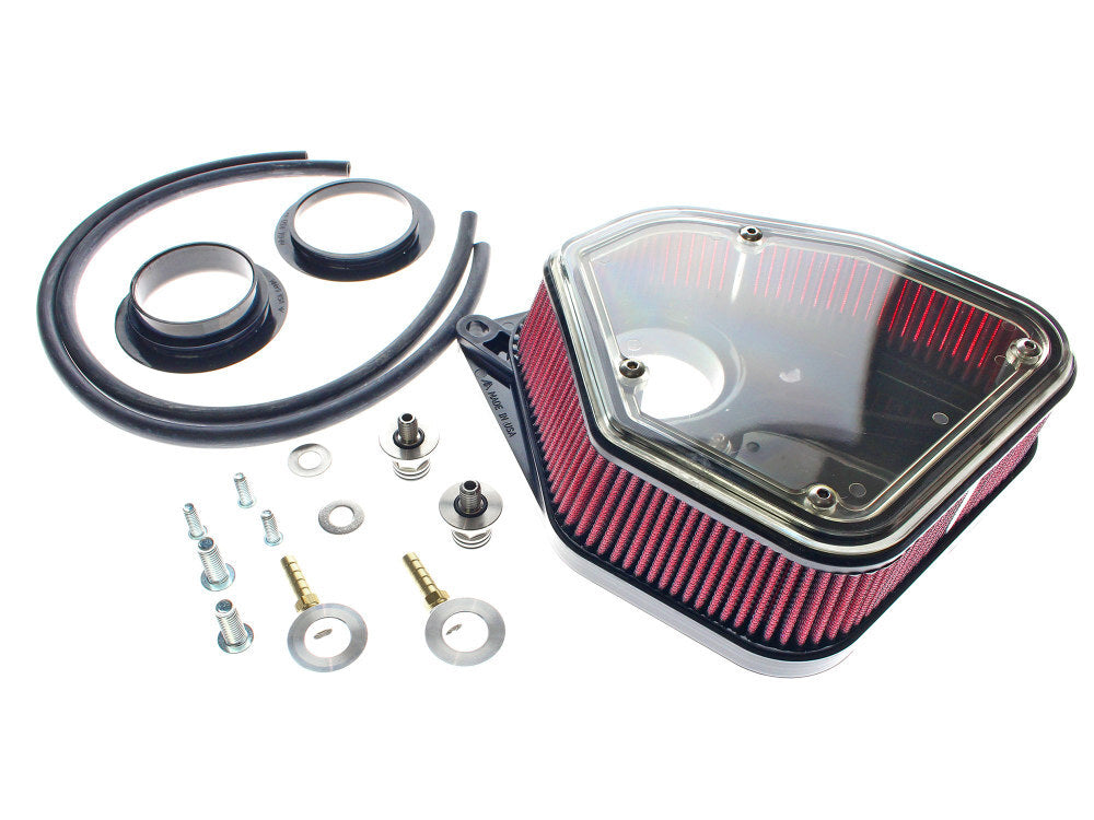 Alloy Art AA-1.8M8BP 1.8" Polycarbonate Boom Box Air Cleaner Kit Black for Milwaukee-Eight Touring 17-Up/Softail 18-Up