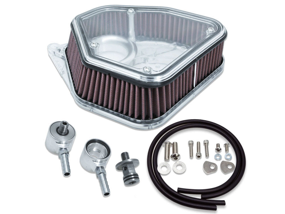 Alloy Art AA-2.8M8P 2.8" Polycarbonate Boom Box Air Cleaner Kit Raw for Milwaukee-Eight Touring 17-Up/Softail 18-Up