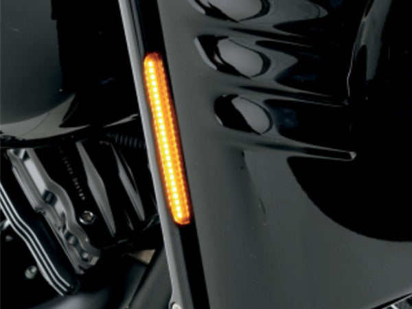 Alloy Art AA-FDH-2 Front Indicator Turn Signal Strips w/Smoked Lens Amber LED's Black for FLST 90-17