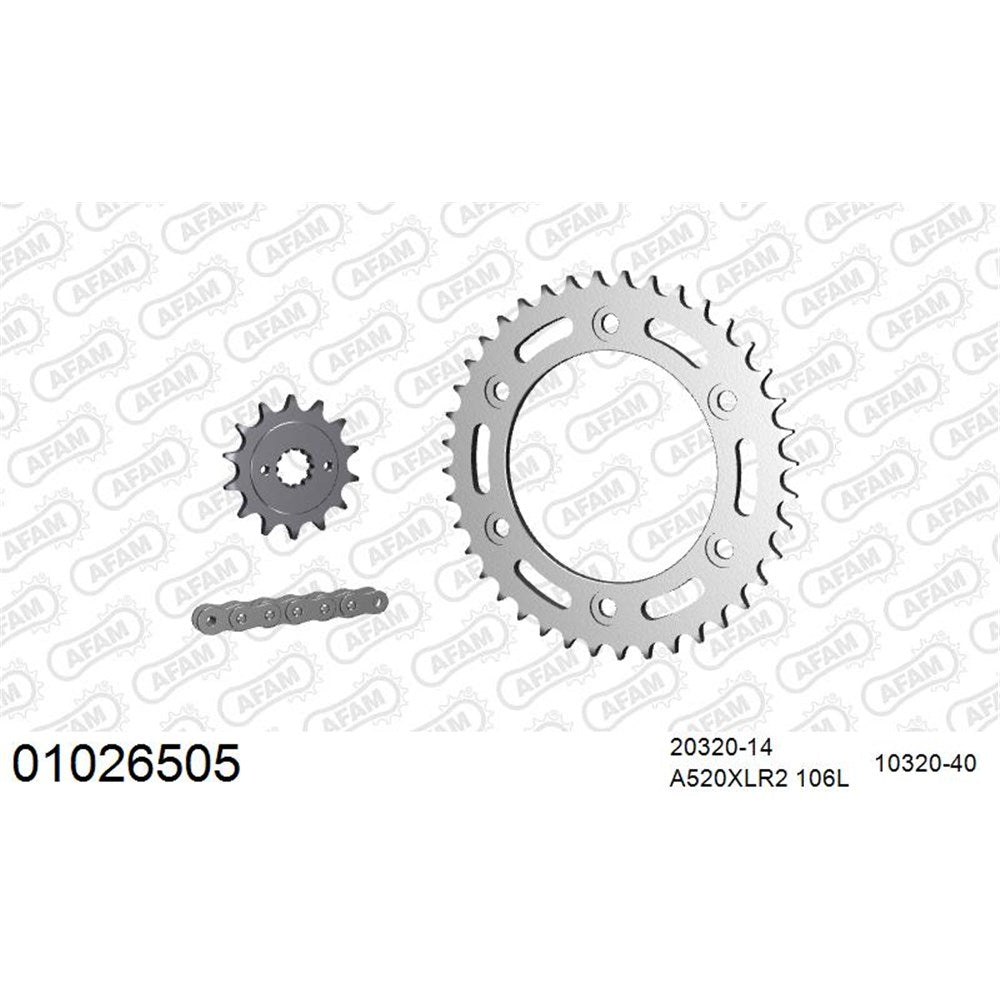 AFAM AF01026505 A520XRR3-G 106L Chain & 14-40T Steel Sprocket Kit for Honda CRF250L 12-21