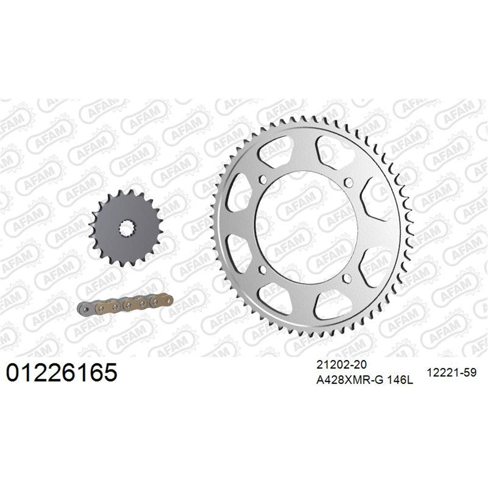 AFAM AF01226165 A428XMR-G 146L Chain & 20-59T Steel Sprocket Kit for Yamaha XVS250 Dragstar 01-03