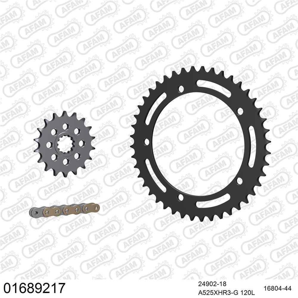 AFAM AF01689217 A525XHR3-G 120L Chain & 18-44T Steel Sprocket Kit for Kawasaki Ninja H2 SX/SE 18-23