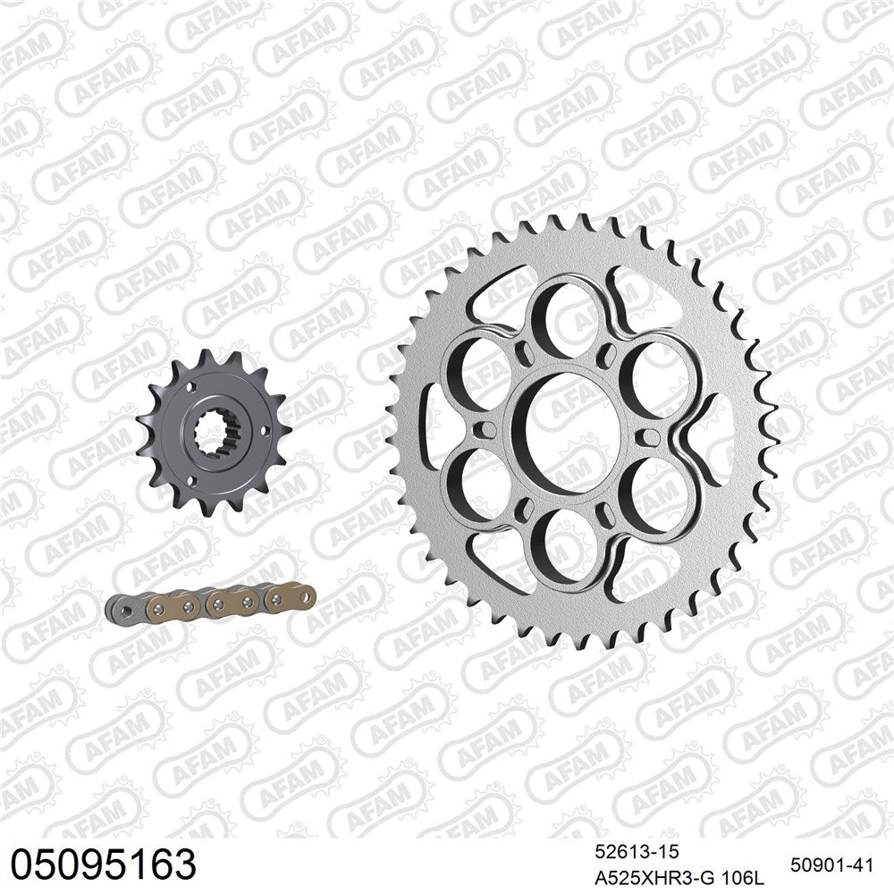 AFAM AF05095163 A525XHR3-G 106L Chain & 15-41T Steel Sprocket Kit for Ducati Monster 1200 S 16-20