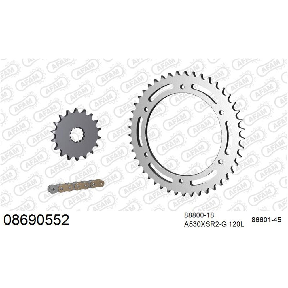 AFAM AF08690552 A530XSR2-G 120L Chain & 18-45T Steel Sprocket Kit for Triumph Tiger 1050 Sport 13-21