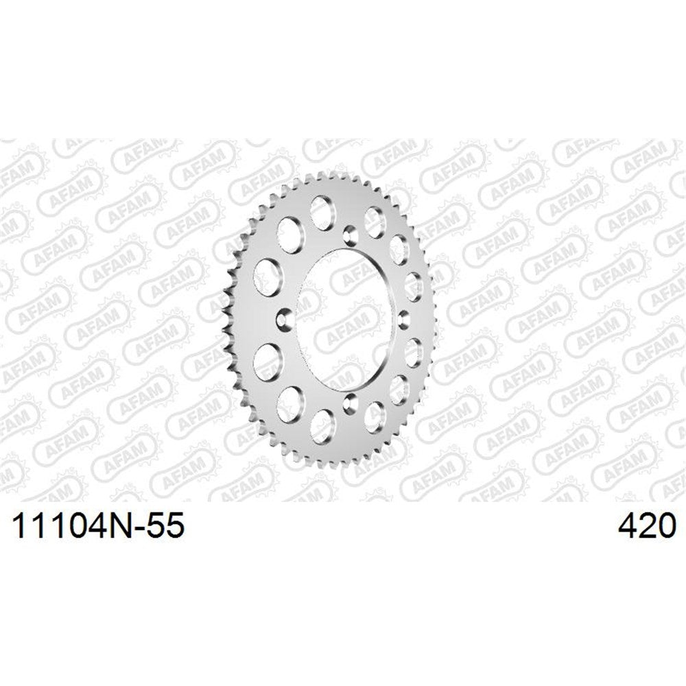AFAM AF1110455SC 55T Self-Cleaning Aluminium Rear Sprocket (420 Pitch) for Honda CR80R/CR85R/CRF150R Models