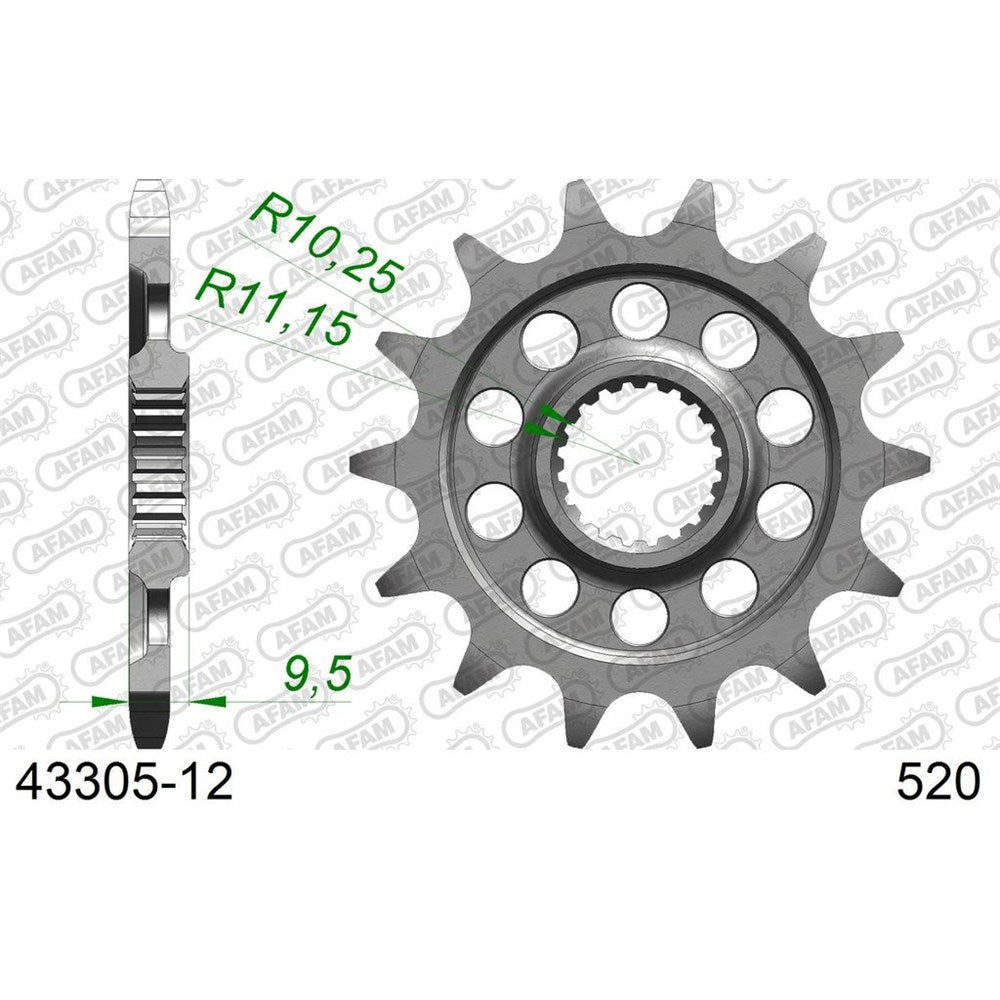 AFAM AF4330512 12T Front Sprocket (520 Pitch) for Sherco SE 125/SE 250/SE 300/SEF 250/SEF 300/SEF 450 Models