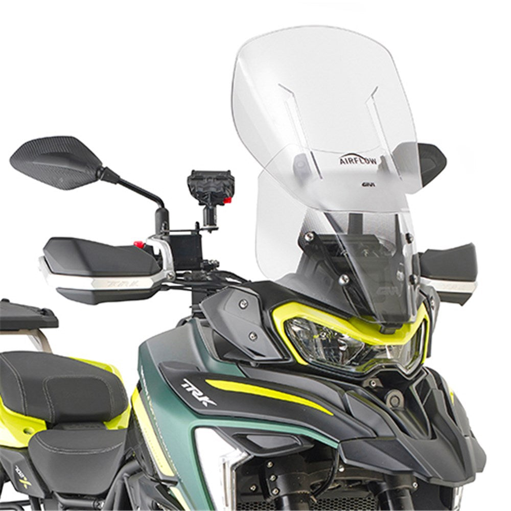 Givi AF8717B Airflow Sliding Clear Windshield (Maximum 59 x 38cm & 12cm travel) for Benelli TRK702/TRK702X 23-24