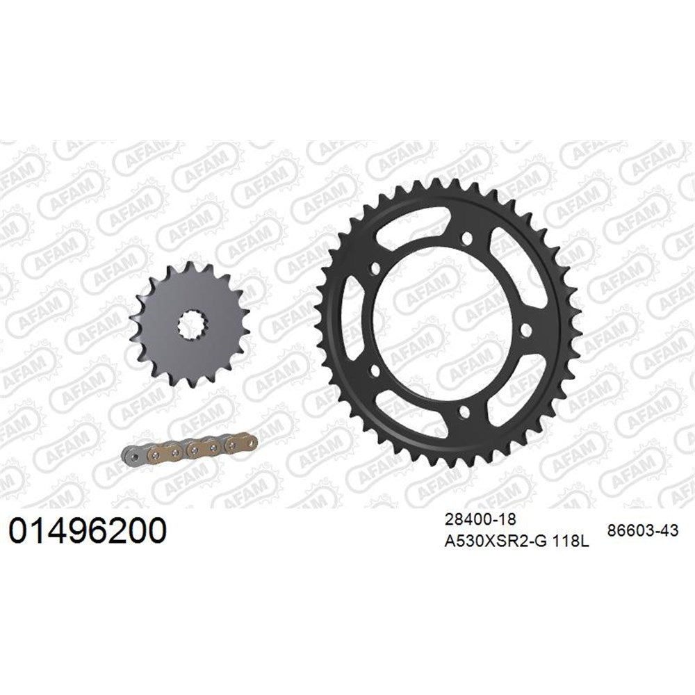 AFAM AFKIT105821 A530XSR2-G 118L Chain & 18-43T Steel Sprocket Kit for Ducati Supersport 950 17-23