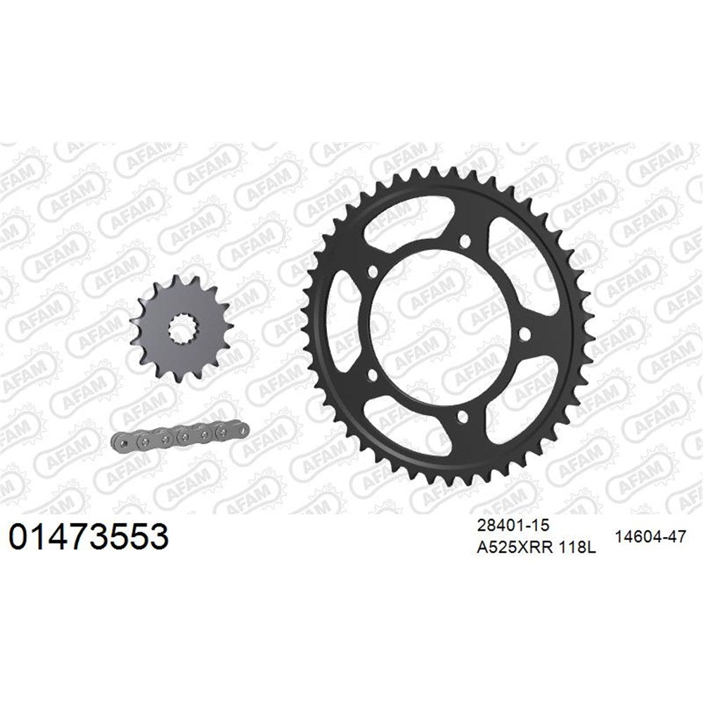 AFAM AFKIT105831 A525XMR3 118L Chain & 15-47T Steel Sprocket Kit for Ducati 1200/1260 Multistrada 16-20
