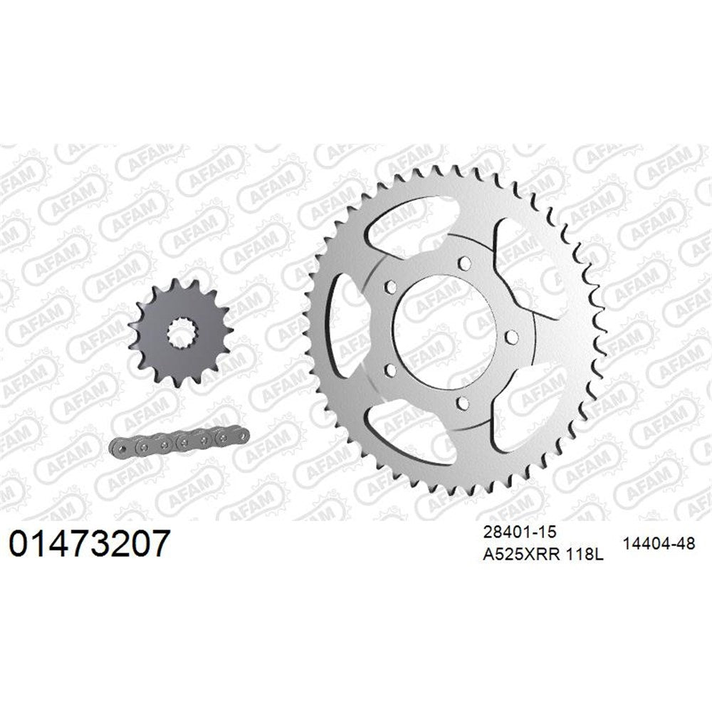 AFAM AFKIT107731 A525XMR3 118L Chain & 15-48T Steel Sprocket Kit for KTM RC 390 14-21