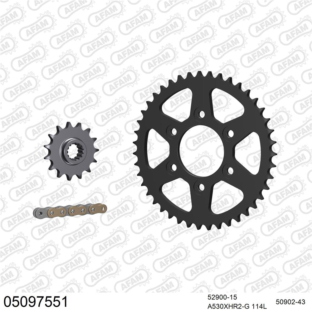AFAM AFKIT107781A530XHR2-G 114L  Chain & 15-43T Steel Sprocket Kit for Triumph Speedmaster 800 03-05