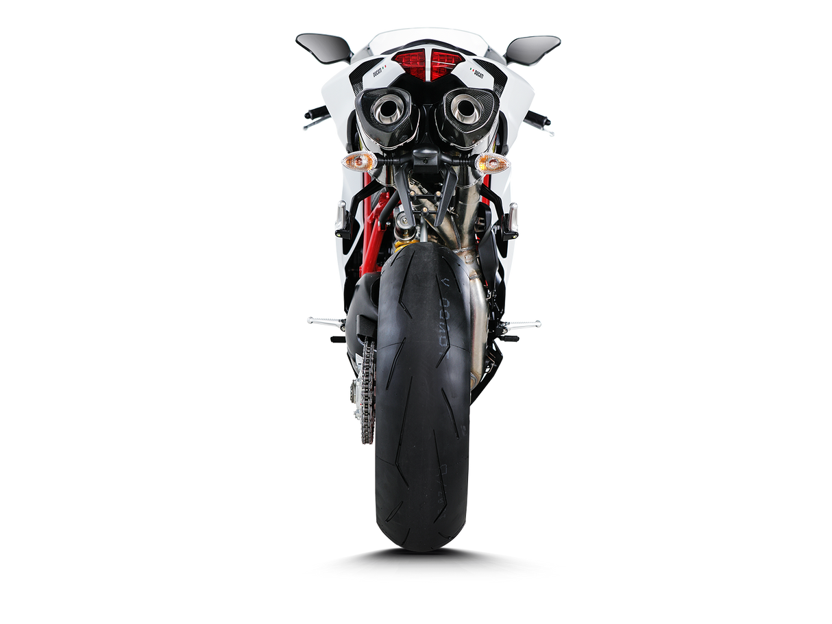 Akrapovic Slip-On Line Carbon Muffler System w/Carbon End Cap for Ducati 848 08-10/848 EVO 11-14/1098/1098S 07-08/1098R 08-09/1198/1198S 09-11