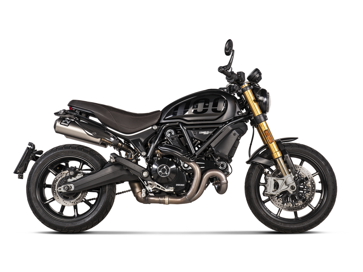 Akrapovic Slip-On Line Titanium Muffler System w/Titanium End Cap & Heat Shield for Ducati Scrambler 1100 18-Up