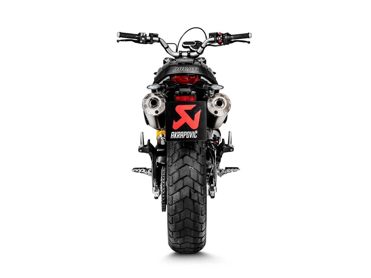 Akrapovic Slip-On Line Titanium Muffler System w/Carbon End Cap & Heat Shield for Ducati Scrambler 1100 18-20